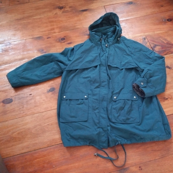 WOMAN WITHIN Zipout Lining Green Hidden Hooded Jacket Size 2X - Picture 1 of 7